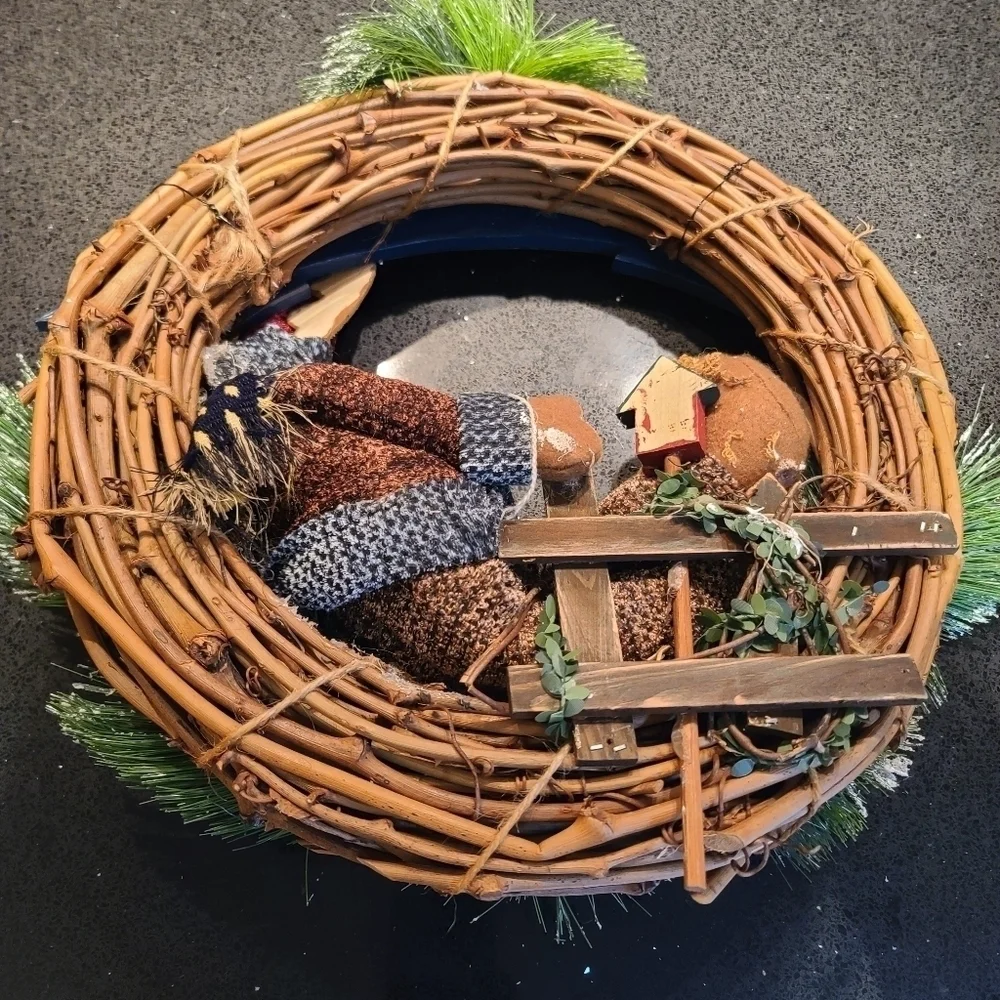 Happy Holidays Moose Twig Wreath